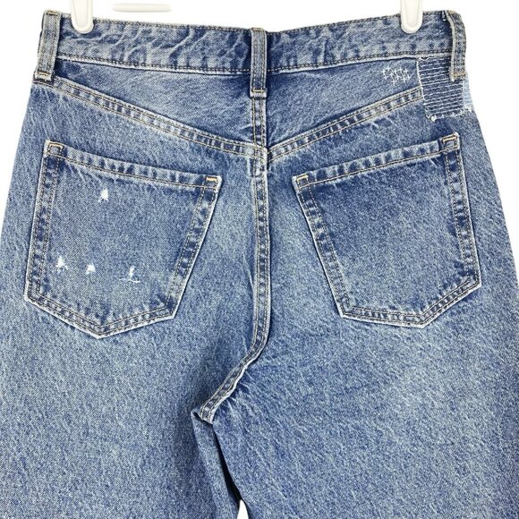 Old Navy Womens Denim Jeans Size 4 Distressed High Rise Straight Leg Cotton Blue - Picture 4 of 11